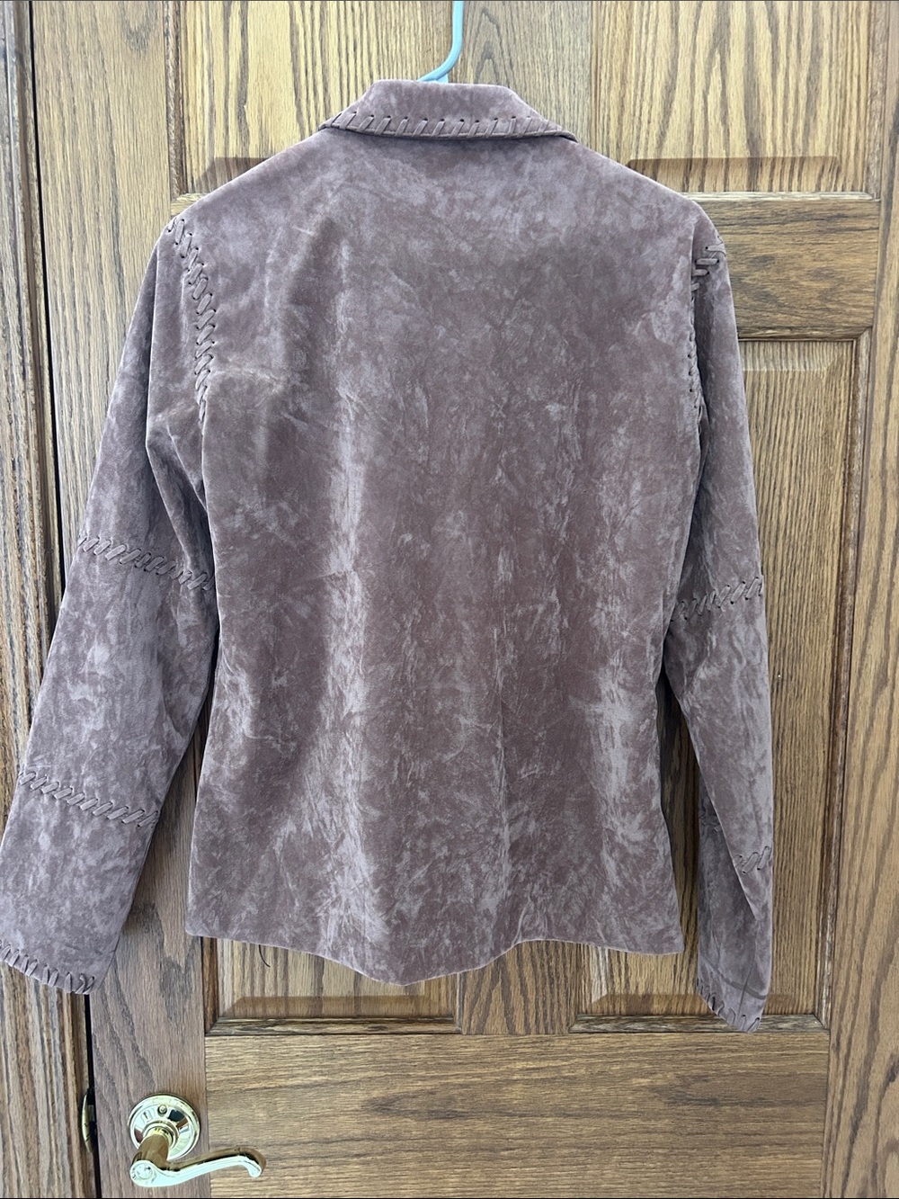 Women's Brown faux Suede Button-Up Jacket image 4